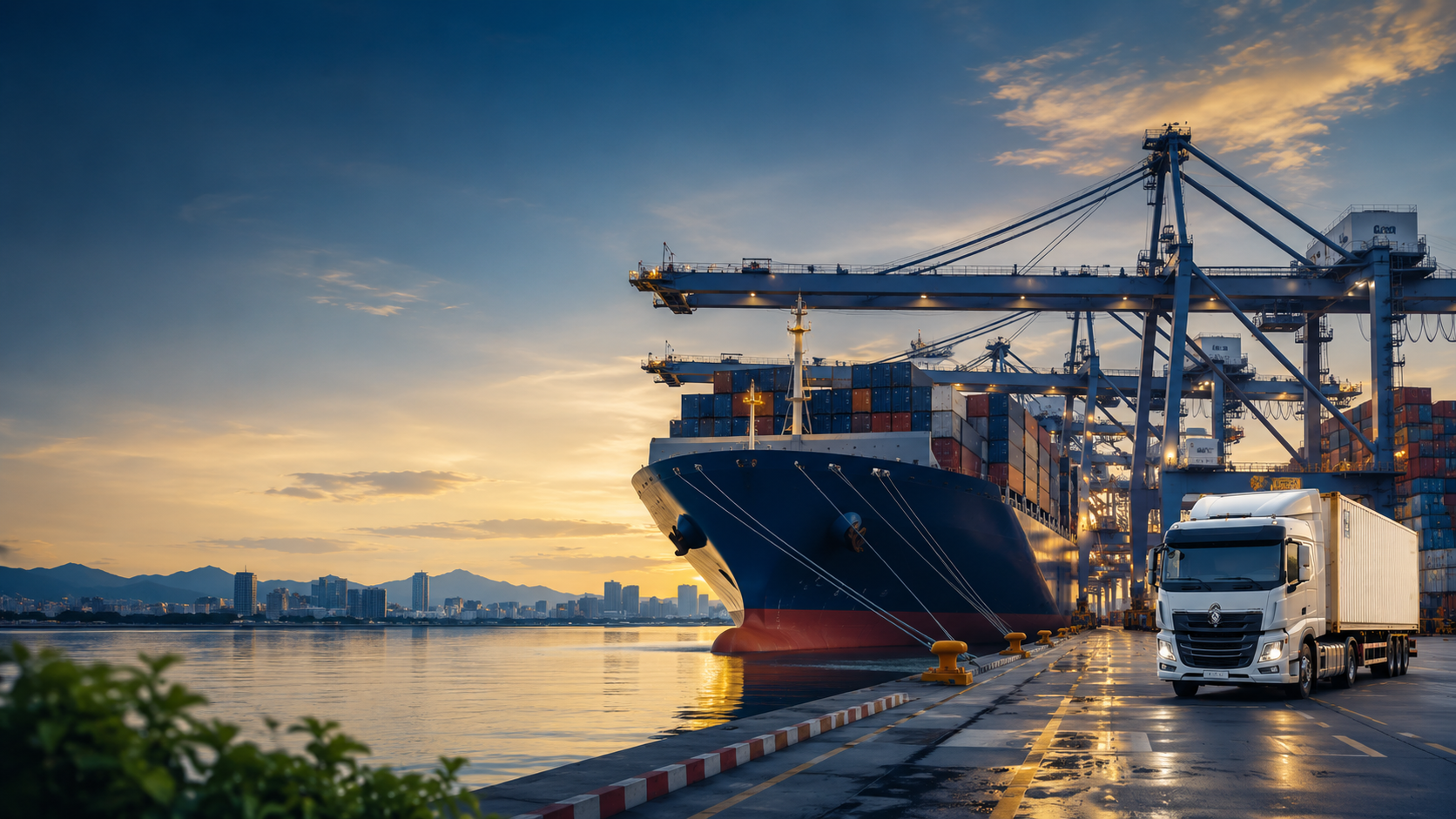Container vessel at port